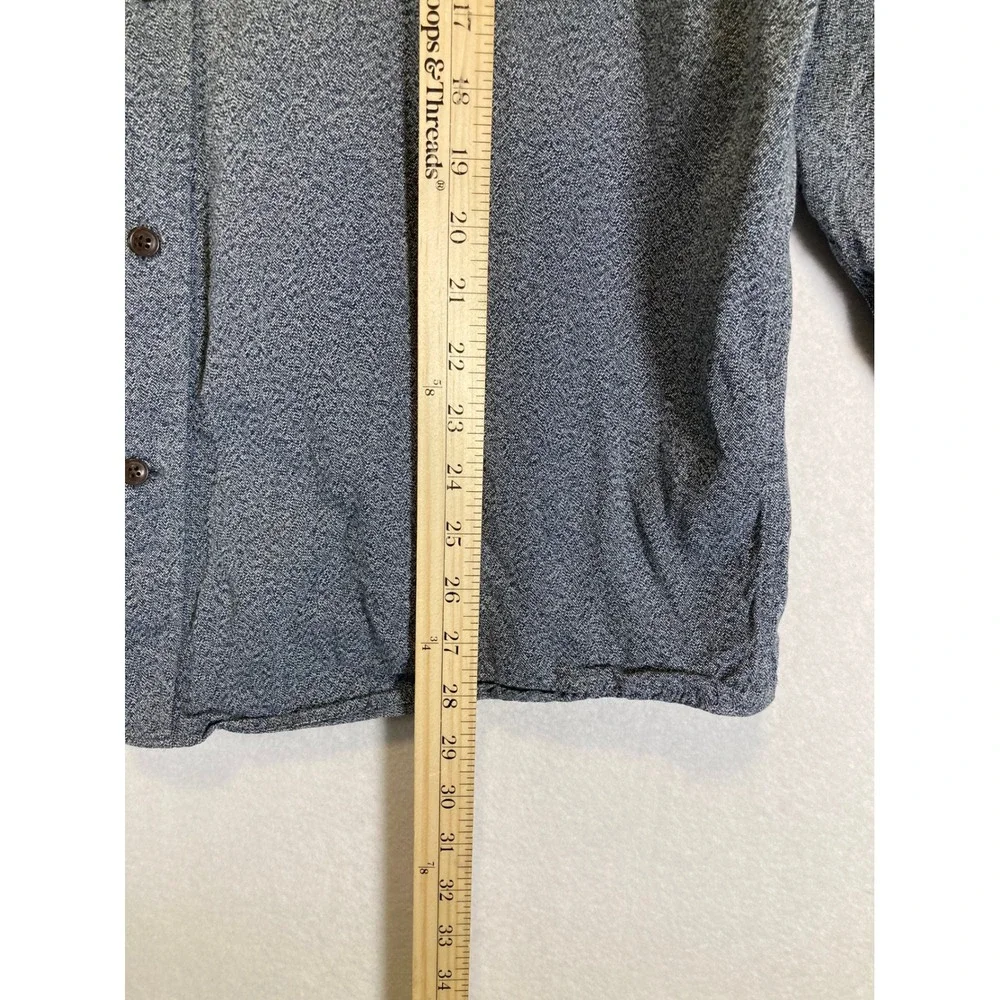 Classic Workwear Banana Republic Mens LG Grey Blue Textured Cotton Button Down
